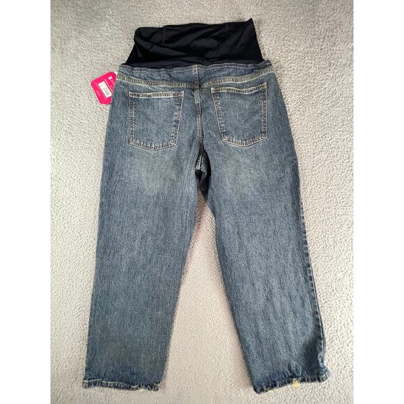 Isabel Maternity Jeans Womens 10 Blue Denim Vintage Straight Crossover Panel NWT - Picture 10 of 12